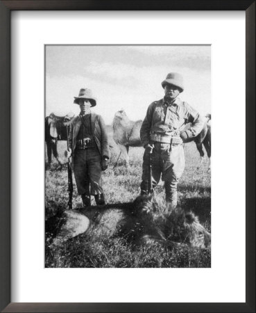 Theodore Roosevelt 26Th American President With Hunting Colleague Mr. Tarlton And A Dead Lion by Kermit Roosevelt Pricing Limited Edition Print image