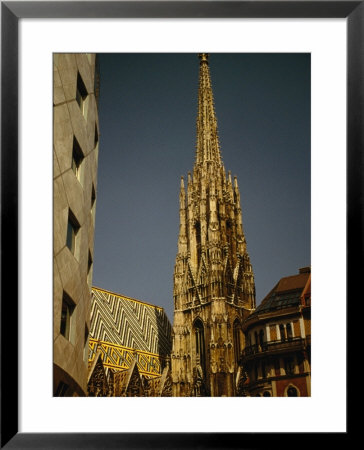 St Stephens Cathedral Tower (Designed By Hans Hollein) With Haast Haus, Vienna, Austria by Jon Davison Pricing Limited Edition Print image