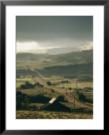 A Pastoral Landscape With Brooding Clouds, Barns, And Horse Carriage by Michael S. Lewis Pricing Limited Edition Print image