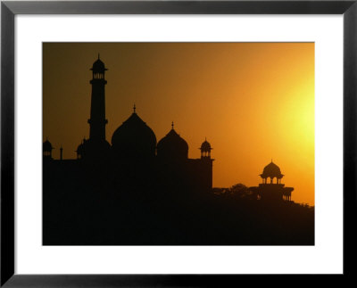 Domes And Minarets Of Mosque In Taj Mahal Gardens Silhoutted At Sunset, Agra, Uttar Pradesh, India by Richard I'anson Pricing Limited Edition Print image