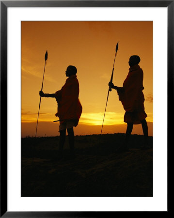 Silhouetted Laikipia Masai Guides On A Bush Safari by Richard Nowitz Pricing Limited Edition Print image
