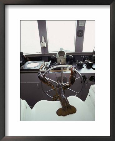 A Giant Lobster Is Poised To Steer A Boat by Bill Curtsinger Pricing Limited Edition Print image