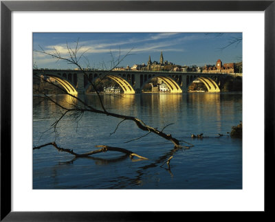 Dusk View Of Georgetown University Beyond Key Bridge Over The Potomac River by Raymond Gehman Pricing Limited Edition Print image