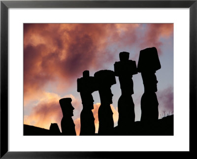Silhouetted Moai Seen At Dusk by Gordon Gahan Pricing Limited Edition Print image