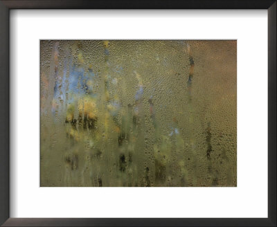 Condensation On A Window Pane Abstracts Outside Autumn Foliage Colors by Stephen St. John Pricing Limited Edition Print image