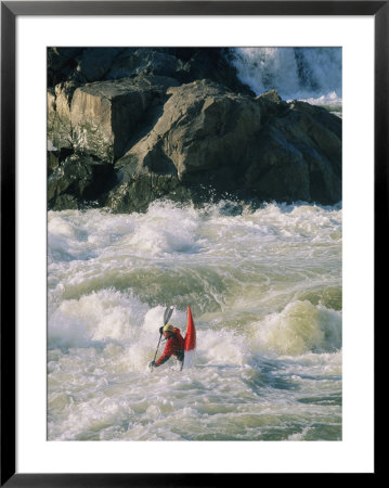 Kayaker Doing A Bow Stand Below Great Falls On The Potomac River by Skip Brown Pricing Limited Edition Print image