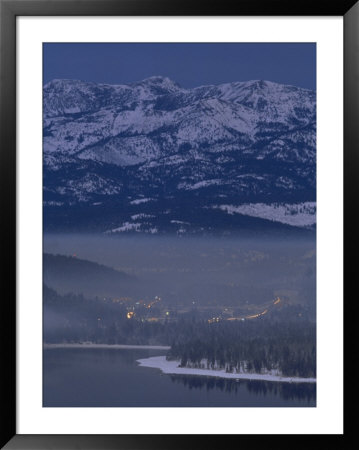 Donner Lake And Haze From Wood Smoke Over Truckee, California by Phil Schermeister Pricing Limited Edition Print image