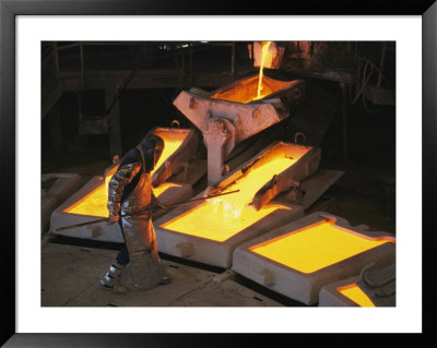 Molten Copper Is Poured Into Molds At Chuquicamata Copper Refinery by Joel Sartore Pricing Limited Edition Print image