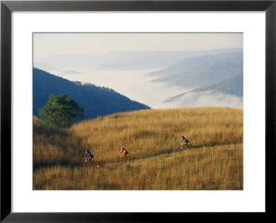 Mountain Bikers On Trail Above Fog-Covered Elk River Valley by Skip Brown Pricing Limited Edition Print image