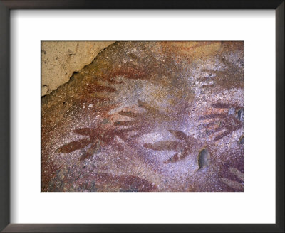 Ancient Hand And Rhea Print Paintings, Cave Of The Hands, Santa Cruz Province, Patagonia, Argentina by Lin Alder Pricing Limited Edition Print image