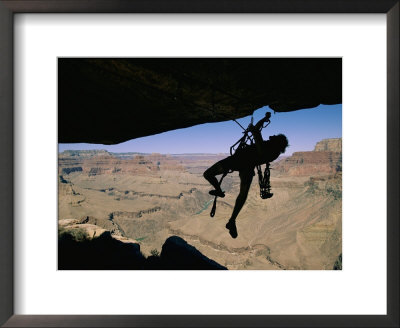 A Climber Uses Aid To Scale An Overhang On The South Rim by Bill Hatcher Pricing Limited Edition Print image