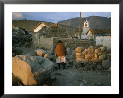An Aymara Woman And Cat On A Path In An Atacama Desert Village by Joel Sartore Pricing Limited Edition Print image