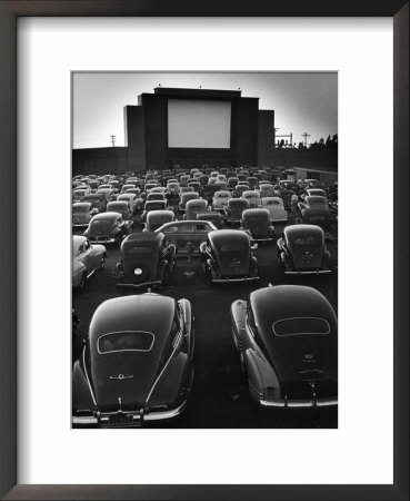 Cars Filling Lot At New Rancho Drive In Theater At Dusk Before The Start Of The Feature Movie by Allan Grant Pricing Limited Edition Print image
