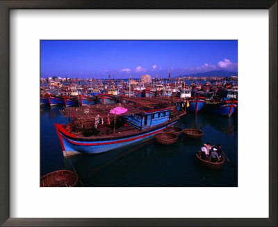 Colourful Fishing Boats Docked In The Harbour, Nha Trang, Khanh Hoa, Vietnam by John Banagan Pricing Limited Edition Print image