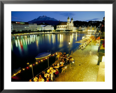 Waterfront Pavement Cafes, Lucerne, Switzerland by Simon Harris Pricing Limited Edition Print image