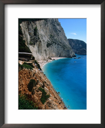 High Angle View Of Beach At Porto Katsiki, Lefkada Island, Ionian Islands, Greece by Doug Mckinlay Pricing Limited Edition Print image