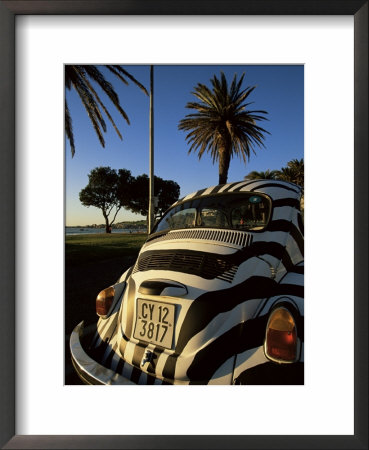 Back Of A Beetle Car Painted In Zebra Stripes, Cape Town, South Africa, Africa by Yadid Levy Pricing Limited Edition Print image