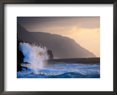 Surf Pounding Against Na Pali Coastal Cliffs At Dawn, United States Of America by Philip Smith Pricing Limited Edition Print image
