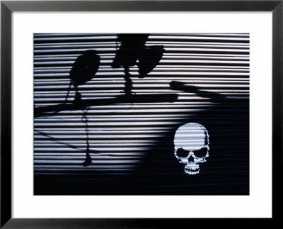 Graffiti And Shadows Of Street Lamps On Garage Shutter Door, Tokyo, Japan by Martin Moos Pricing Limited Edition Print image