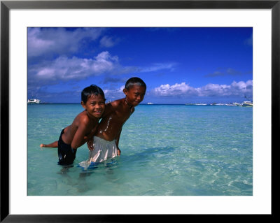 Young Boys Playing In Water At White Beach, Boracay Island, Aklan, Philippines by Mark Daffey Pricing Limited Edition Print image