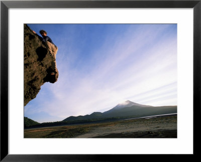 Rock Climber Attempts Bouldering, Chile, South America by Aaron Mccoy Pricing Limited Edition Print image