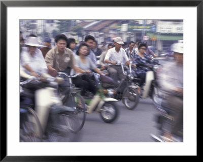 Street Crowded With Bicycles And Motorbikes, Saigon, Vietnam by Keren Su Pricing Limited Edition Print image