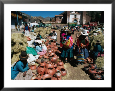 Traders Selling Hand Crafted Pottery At Market In San Pedro Village, Cuzco, Peru by Richard I'anson Pricing Limited Edition Print image
