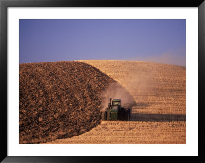 Tractor Plowing Under Wheat Stubble, Wa by David Burch Pricing Limited Edition Print image