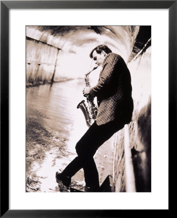 Saxophone Player In Tunnel by John Glembin Pricing Limited Edition Print image