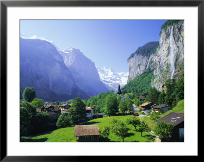Lauterbrunnen And Staubbach Falls, Jungfrau Region, Swiss Alps, Switzerland, Europe by Roy Rainford Pricing Limited Edition Print image