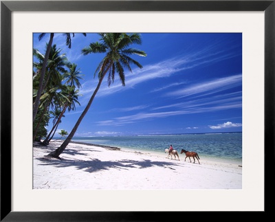 Girl On Beach With Coconut Palm Trees, Tambua Sands Resort, Coral Coast, Fiji by David Wall Pricing Limited Edition Print image
