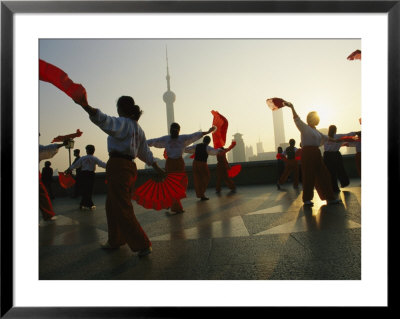 Women Exercise In The Morning By Fan Dancing On The Bund by Eightfish Pricing Limited Edition Print image