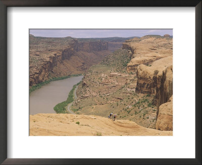 Mountain Bikers On Slickrock Trail Overlooking The Colorado River by Rich Reid Pricing Limited Edition Print image