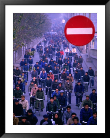 People On Bicycles At Rush Hour, Beijing, China by Nicholas Pavloff Pricing Limited Edition Print image