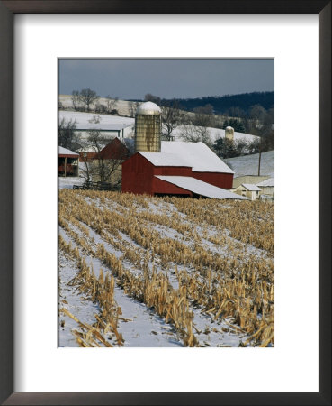 Corn Stubble And Barn In A Wintery Pennsylvania Landscape by Raymond Gehman Pricing Limited Edition Print image