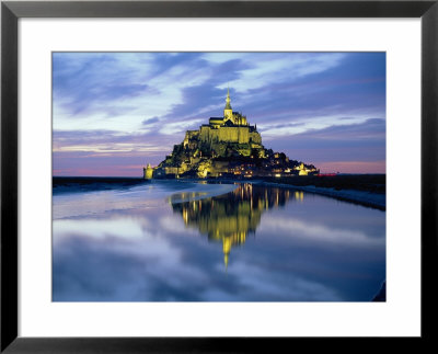 The Mount By Night Reflected In Water, Mont St. Michel, Manche, Normandy, France by Ruth Tomlinson Pricing Limited Edition Print image