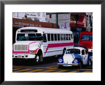 Public Buses And Taxis In Old Town, Acapulco, Mexico by Richard Cummins Pricing Limited Edition Print image