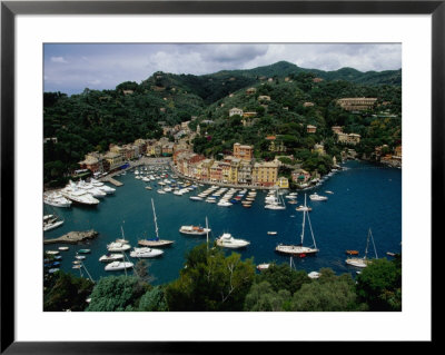 Yachts And Fishing Boats In The Harbour, Portofino, Liguria, Italy by Diana Mayfield Pricing Limited Edition Print image