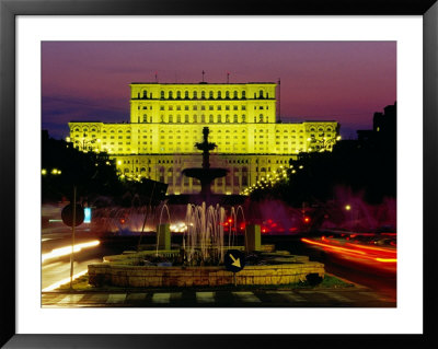 Palace Of Parliament And Fountains In Unirri Square At Dusk, Bucharest, Romania by Richard I'anson Pricing Limited Edition Print image