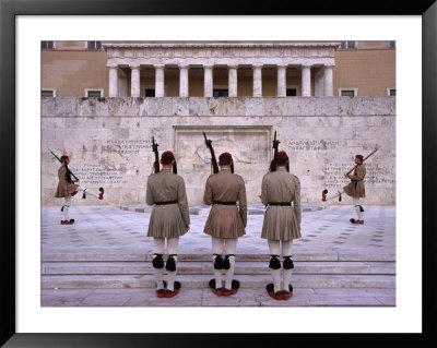 Changing Of Evzone Guards At Greek Parliament Building, Athens, Attica, Greece by Diana Mayfield Pricing Limited Edition Print image