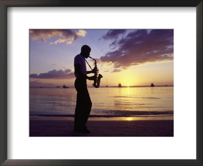 Saxophone Player At Sunset, Negril Beach by Mark Hunt Pricing Limited Edition Print image