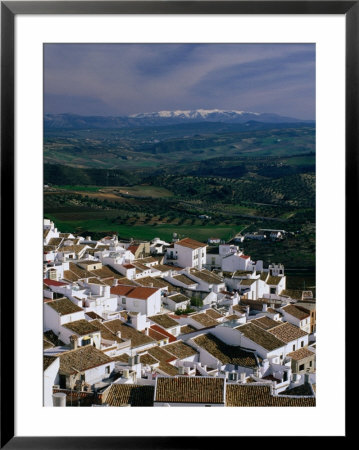 Village Rooftops And Distant Snow-Capped Mountains, Olvera, Andalucia, Spain by David Tomlinson Pricing Limited Edition Print image