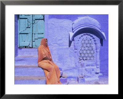 Portrait Of A Local Woman In The 'Blue City', Jodhpur, Rajasthan State, India, Asia by Gavin Hellier Pricing Limited Edition Print image