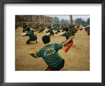 Children Practice Kung Fu In A Field At The Ta Gou Academy by Eightfish Pricing Limited Edition Print image