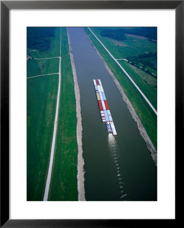 Aerial Of Tug And Barges On Mississippi River, St. Louis, Usa by Jim Wark Pricing Limited Edition Print image