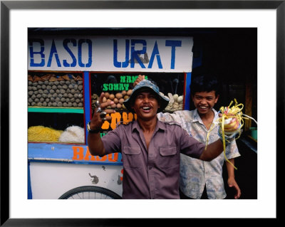 Local Characters Playing Up To Camera In Front Of Food Stall, Jakarta, Indonesia by Glenn Beanland Pricing Limited Edition Print image
