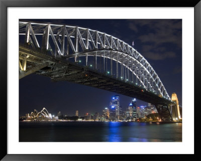 Opera House And Harbour Bridge At Night, Sydney, New South Wales, Australia, Pacific by Sergio Pitamitz Pricing Limited Edition Print image