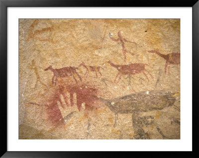 Ancient Paintings In Cave Of The Hands, Santa Cruz Province, Patagonia, Argentina by Lin Alder Pricing Limited Edition Print image
