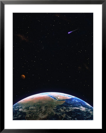 Illustration Of Earth, Comet And Planet by Ron Russell Pricing Limited Edition Print image