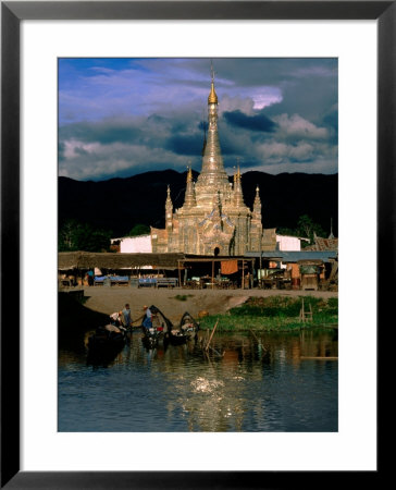 Temple Reflected In Canal, Nyaungshwe, Shan State, Myanmar (Burma) by Bernard Napthine Pricing Limited Edition Print image